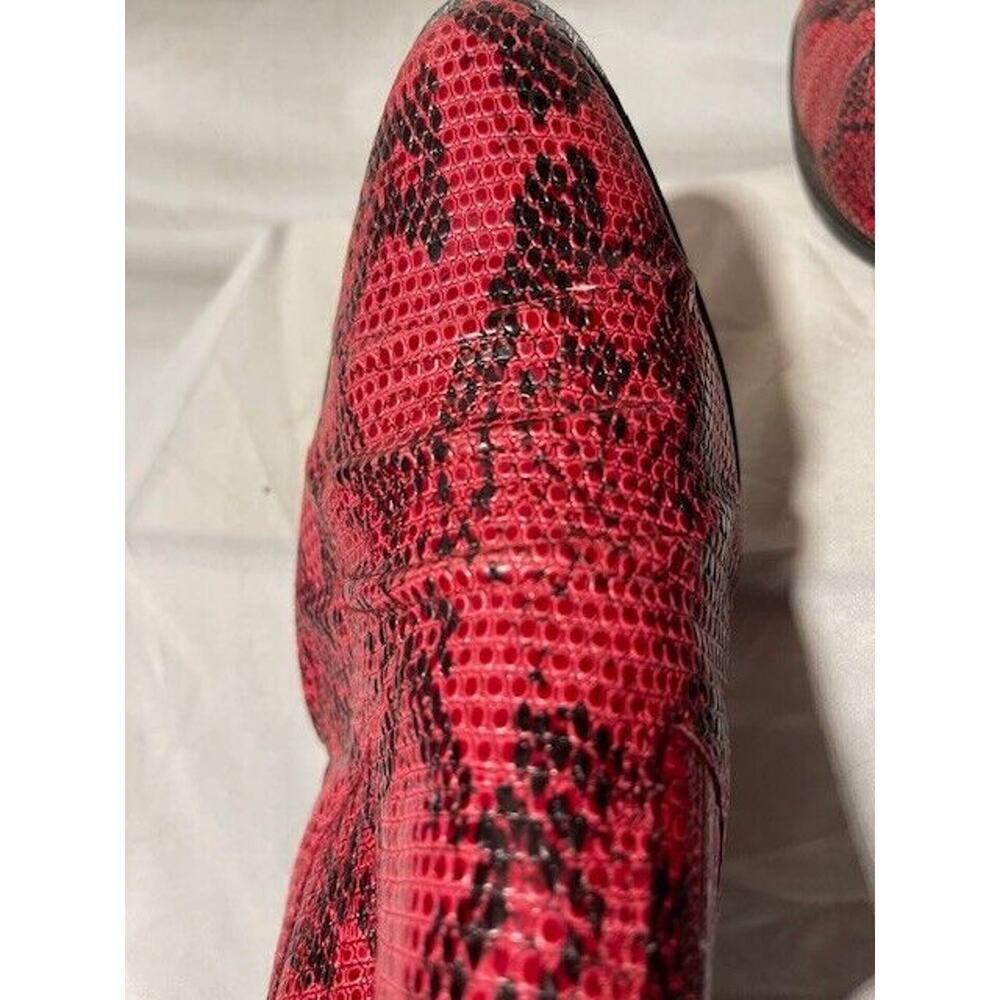 Western Ankle Boots Women’s 8.5W Red Black Snakeskin Pattern Slip-On Work Party - Picture 11 of 11